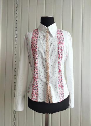 Белая рубашка пэчворк со вставками укороченная esprit, s /m