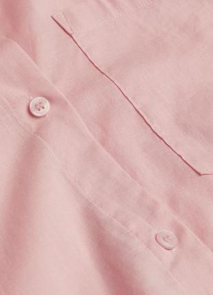 Якісна рожева подовжена сорочка рубашка з бавовни divided2 фото