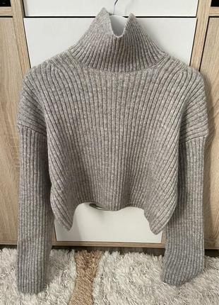 Шикарный тёплый укорочённый свитер h&m шерсть2 фото