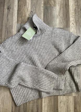 Шикарный тёплый укорочённый свитер h&m шерсть6 фото