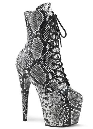Серо-чёрные женские ботинки со змеиным принтом, стрипы-двойки pleaser купить для танцев на пилоне
