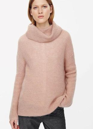 Cos вовняної мохеровий светр, джемпер оверсайз персиковий /6741/