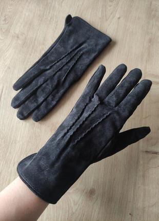 Стильные женские кожаные  замшевые  перчатки  madison , италия.  размер 7.4 фото