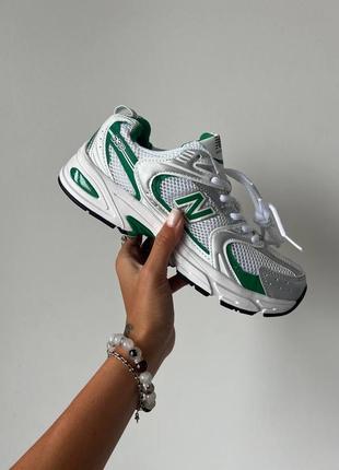 Кросівки жіночі new balance 530 white silver green premium/кроссовки женские нью бэленс 530