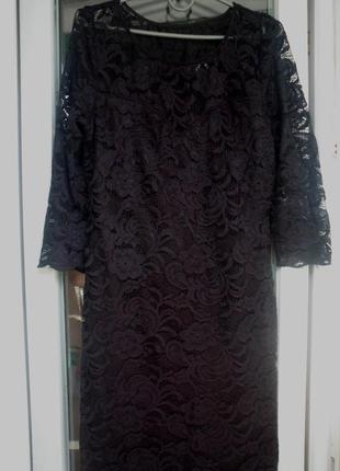 Женское вечернее нарядное кружевное платье миди футляр takko fashion германия с рукавом2 фото