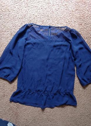Блуза синяя прозрачная2 фото