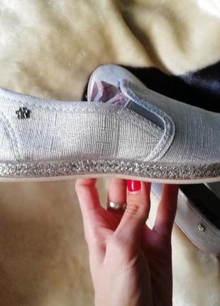 Стильные текстильные мокасинчики с плетёным ободком, - серебро 36 размер3 фото