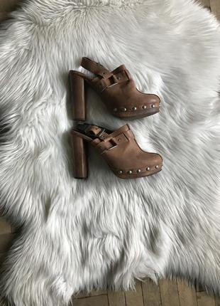 Клоги из натуральной кожи topshop premium