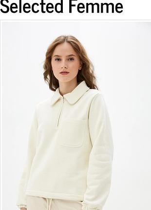 Бежевый укороченный свитшот selected femme (размер 36