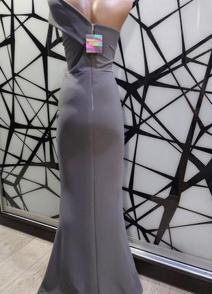 Изящное вечернее платье в пол missguided пепельного цвета 42-44 размер4 фото