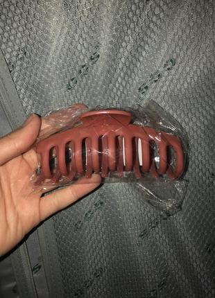 Краб крабик заколка кирпичный коричневый