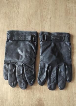 Фирменные мужские кожаные перчатки calvin klein, оригинал, сша. размер l(9)
