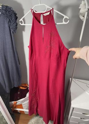 Довге рожево-червоне плаття1 фото