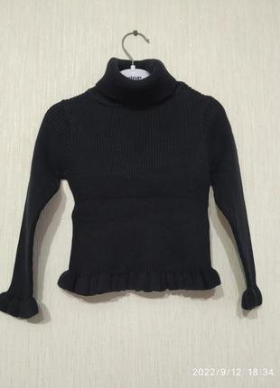 Теплая водолазка в рубчик на девочку на 3-4 года