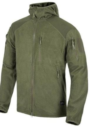 Флісова куртка з капюшоном helikon-tex флісова кофта alpha olive green bl р.l,m,s,xl,xs,xxl1 фото