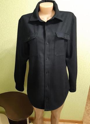 Вовеяна сорочка- куртка темно синього кольору2 фото