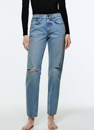 Джинси zara zw the distressed cigarette relaxed fit -36