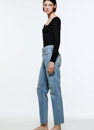 Джинси zara zw the distressed cigarette relaxed fit -365 фото