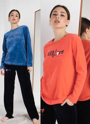 Велюрова жіноча піжама, домашній костюм з велюру nicoletta туреччина