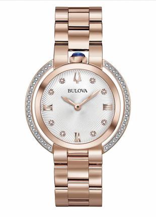 Bulova часы золотистые с бриллиантами бренд оригинал6 фото