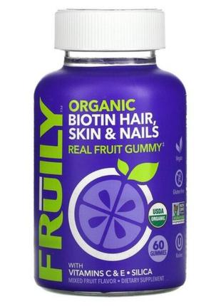 Вітаміни для волосся,organic biotin hair, skin & nails, with vitamins c & e, zinc, желейки, 60 шт