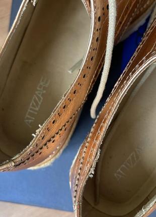 Кожаные оксфорды туфли золотисто-бронзового цвета attizzare4 фото