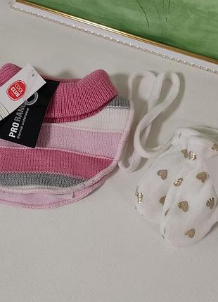 Теплий набір варіжки і хомут шарф на флісі 56/68см 3-6м cool club