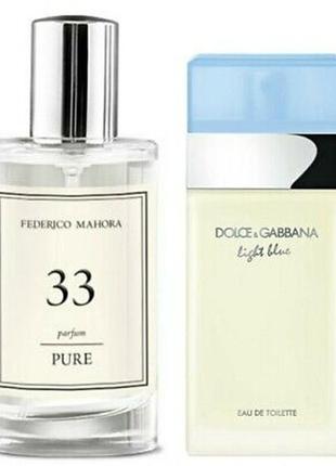 Парфуми жіночі fm pure 33 dolce gabbana light blue, 50 мл