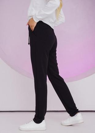Чорні трикотажні штани прямого крою2 фото