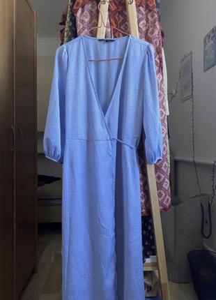 Женское платье легкое сарафан длинный синий