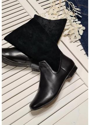 Кожаные черные сапоги осень-весна clarks