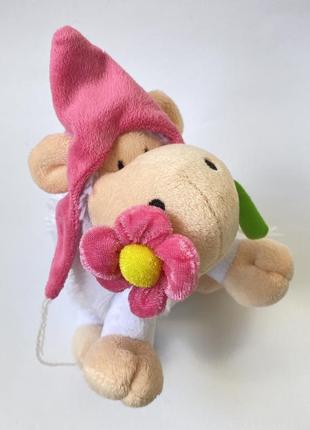 Мягкая игрушка барашек 🐏 овечка  в шапочке с цветочком2 фото