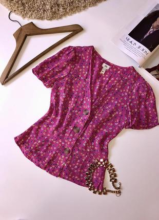 Рожева майка в квіти river island, блуза на ґудзиках розова