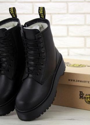 Женские зимние кожаные ботинки dr. martens