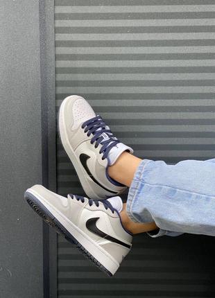 Кросівки жіночі nike air jordan retro 1 low grey blue/кроссовки женские найк аир джордан ретро 1