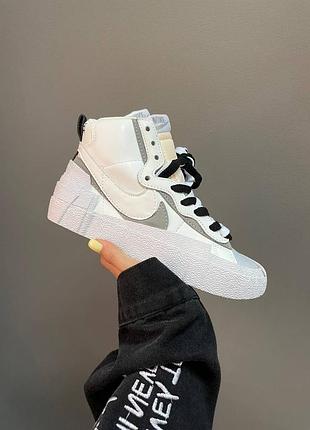Кросівки жіночі nike blazer x sacai white black/кроссовки женские найк блэйзер сакаи
