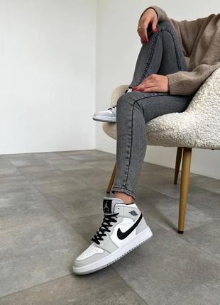 Кросівки жіночі nike air jordan retro 1 hight grey black/кроссовки женские найк аир джордан ретро 14 фото