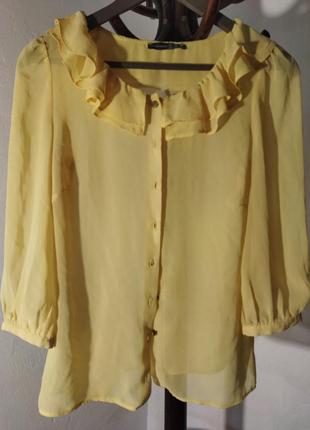 Блузка жолтая полупрозрачная