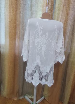 Шикарна стильна блуза з вишивкою, білосніжна сіточка4 фото