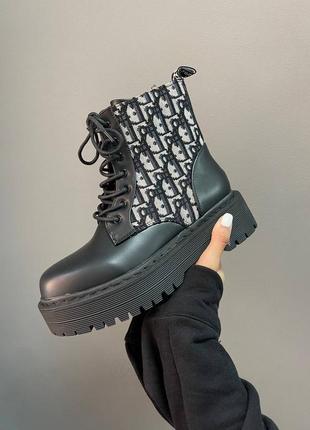 Dr.martens jadon x dior no logo зимові теплі черевики доктор мартінс з хутром теплые ботинки берцы с мехом на высокой подошве