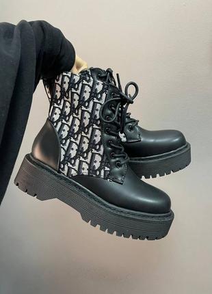 Dr.martens jadon x dior no logo зимові теплі черевики доктор мартінс з хутром теплые ботинки берцы с мехом на высокой подошве4 фото