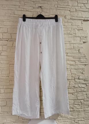 Білі літні жіночі штани з натуральної тканини віскоза великий розмір