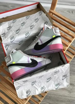 Жіночі кросівки nike blazzer mid x off white grey multicolor