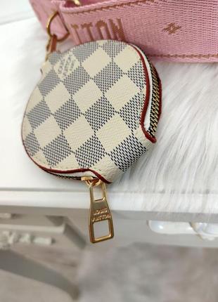 ❤️ multi pochette ivory pink брендова бежева кремова сумочка шахматная светлый беж сумка с розовым ремешком 2 в 15 фото