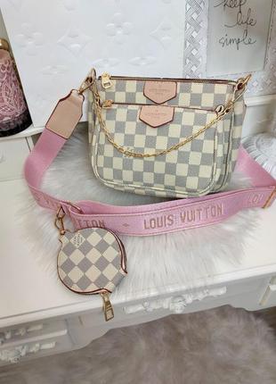 ❤️ multi pochette ivory pink брендова бежева кремова сумочка шахматная светлый беж сумка с розовым ремешком 2 в 12 фото
