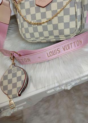 ❤️ multi pochette ivory pink брендова бежева кремова сумочка шахматная светлый беж сумка с розовым ремешком 2 в 14 фото