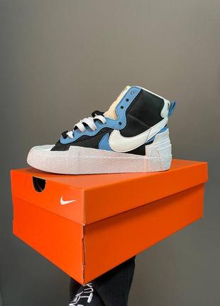 Nike blazer x sacai black legend blue
новинка жіночі високі кросівки найк блейзер білі чорно блакитні женские высокие кроссовки белые черно голубые1 фото