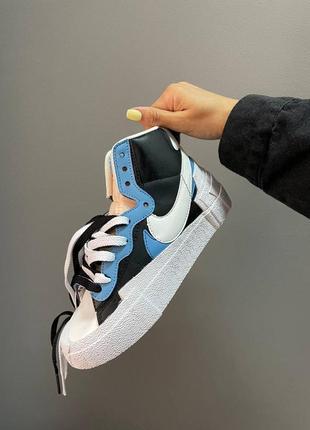 Nike blazer x sacai black legend blue
новинка жіночі високі кросівки найк блейзер білі чорно блакитні женские высокие кроссовки белые черно голубые8 фото