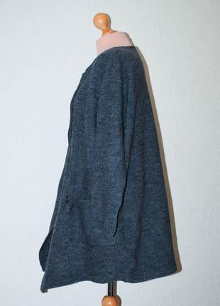 Модное шерстяное пальто на запах на молнии шерсть теплое без подкладки кофта7 фото