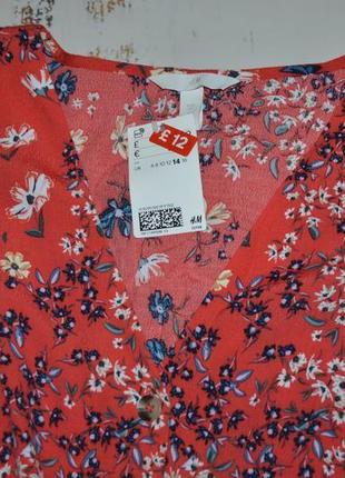 Віскозна сорочка, блуза  у квіти гудзиками h&m 44 розмір4 фото